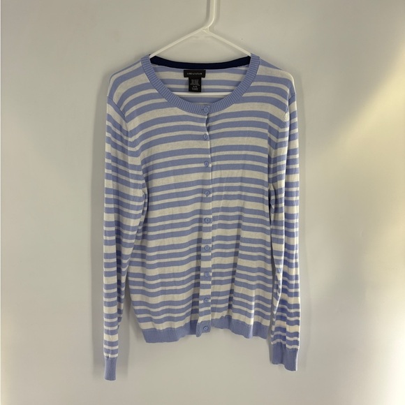 Lord & Taylor Sweaters - Lord & Taylor Womens Periwinkle Striped Button Up Cardigan X-Large  Preppy